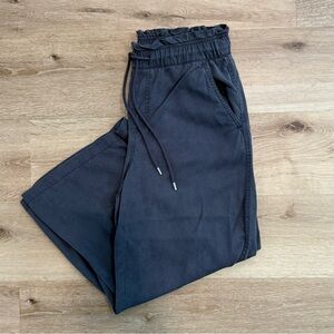 LOFT Navy Wide Leg Pants with Elastic Waistband & Drawstring